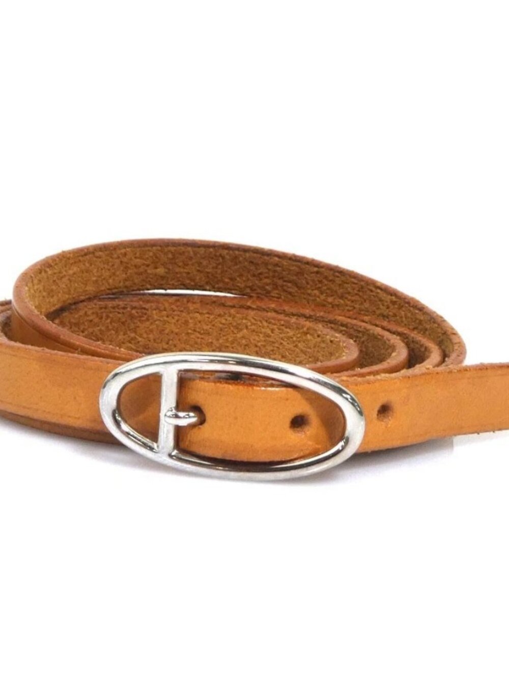 HERMES Bracelet Brown/Silver Leather/Metal
